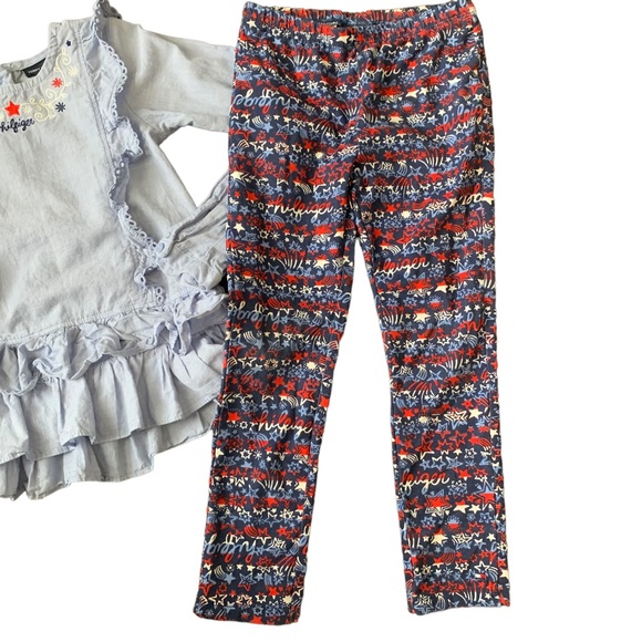 Tommy Hilfiger outfit, chambray shirt and matching Star print leggings size 6 - Picture 6 of 6